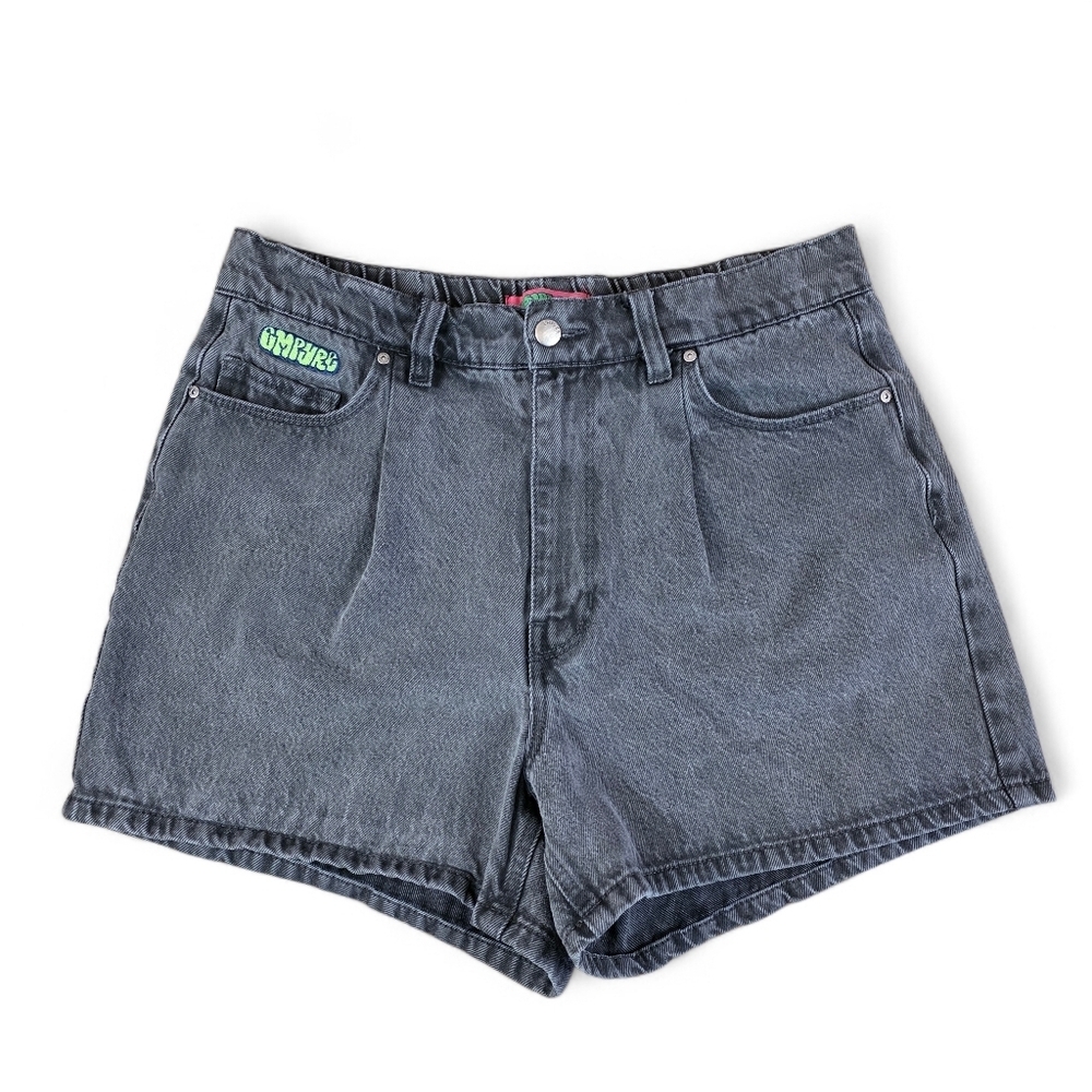 Empyre Tori Gray Wash Denim Shorts Women’s L High Rise Skate Grunge Distressed